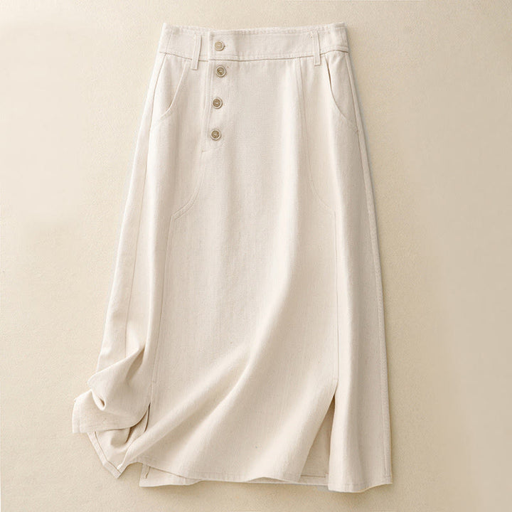 Buddha Stones Women's Plain Cotton Skirt With Pockets - FloralWhite - US8-10，UK/AU12-14，EU40-42 (2XL) - image 6