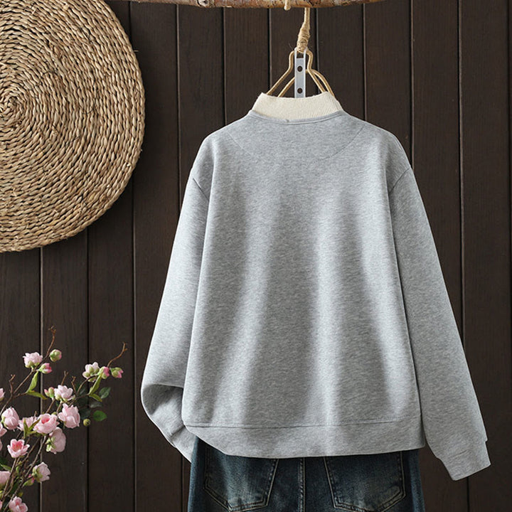 Buddha Stones Simple Plain V-Neck Buttons Down Design Women's Cotton Long Sleeve Jacket - image 7