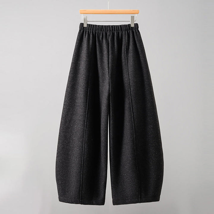 Buddha Stones Plain Cotton Lace-Up Design Thick Women's Pants With Pockets - image 1