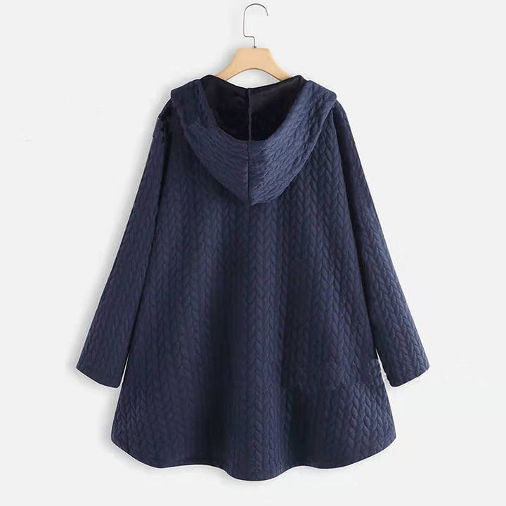 Buddha Stones Fall Wheat Ear Pattern Mid-length Design Women's Long Sleeve Hooded Coat With Pockets - image 8