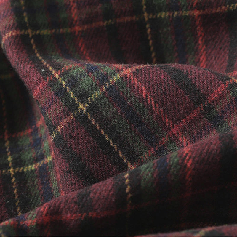 Buddha Stones Spring Fall Women's Plaid Pattern Cotton Skirt With Pockets - image 3