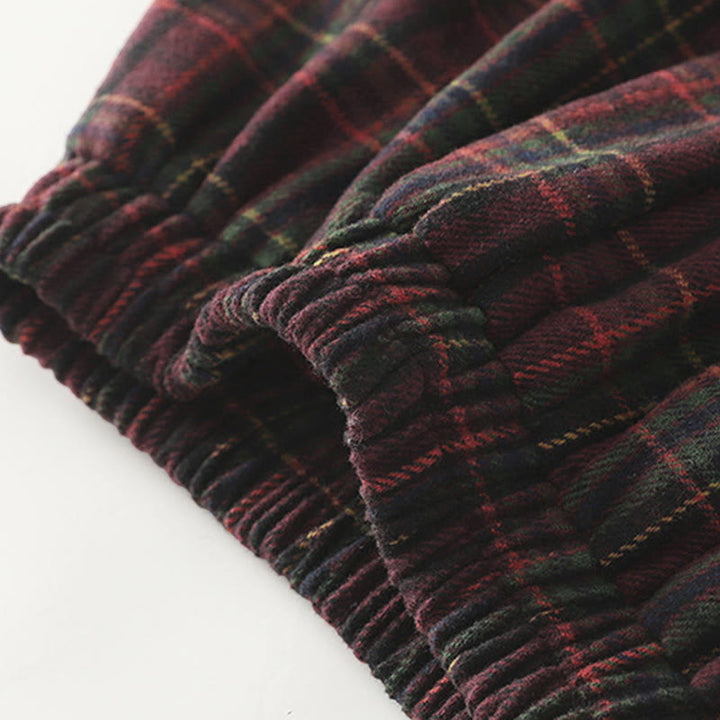 Buddha Stones Spring Fall Women's Plaid Pattern Cotton Skirt With Pockets - image 4