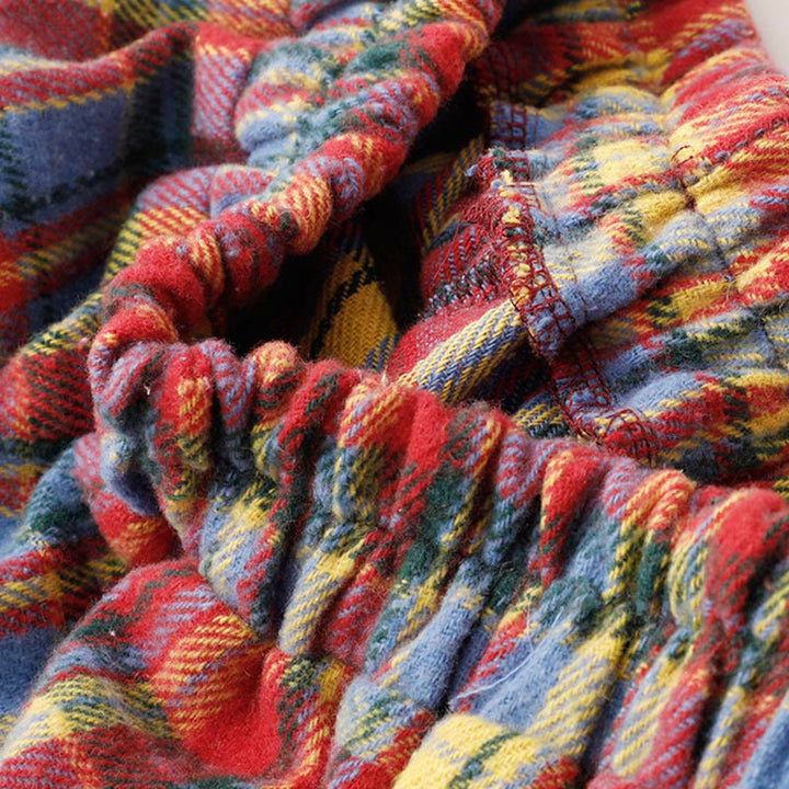 Buddha Stones Fall Winter Women's Plaid Pattern Cotton Skirt With Pockets - image 7