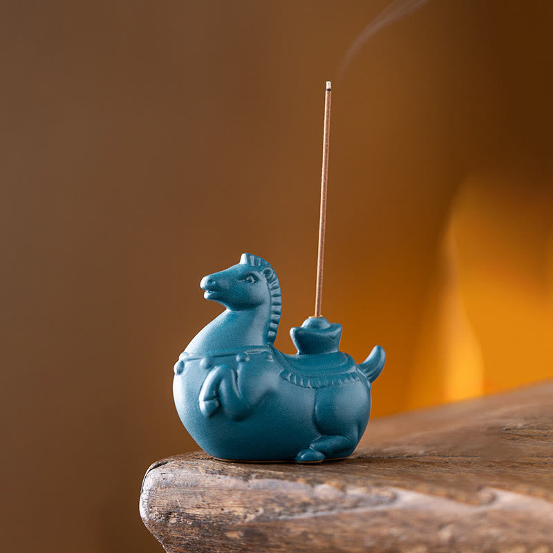 Buddha Stones Year Of The Horse 2026 New Year Ingot Luck Incense Burner - Blue Horse(7.6*4.1*6.9cm) - image 10