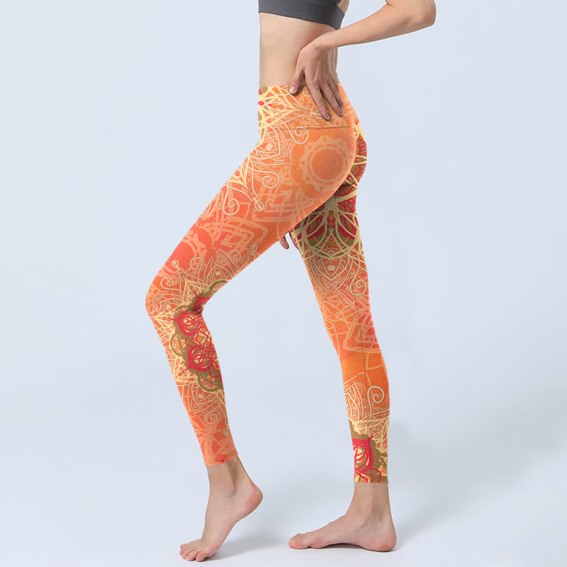 Buddha Stones Symmetrical Geometric Pattern Print Gym Leggings Women's Yoga Pants - image 2