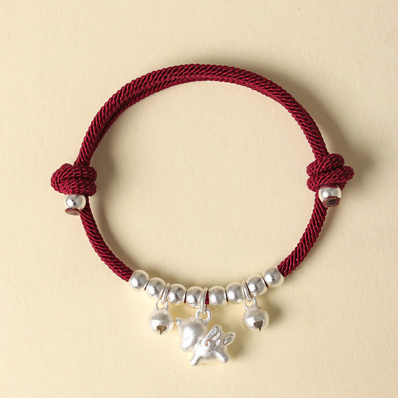 Buddha Stones Year Of The Horse Multiple Horse Styles Rope Luck Strength Adjustable Bracelet - Silver Winged Horse Red Rope - image 15