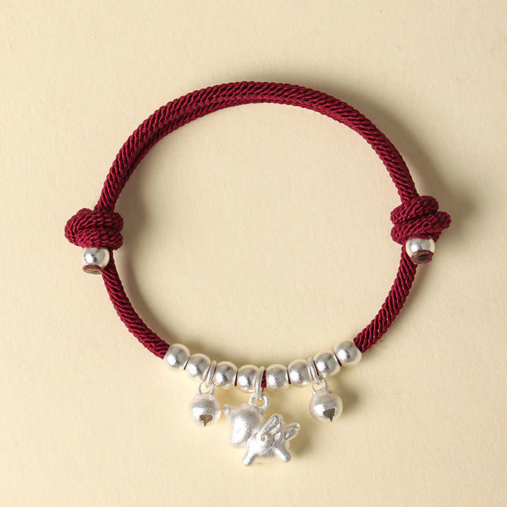 Buddha Stones Year Of The Horse Multiple Horse Styles Rope Luck Strength Adjustable Bracelet - Silver Winged Horse Red Rope - image 15