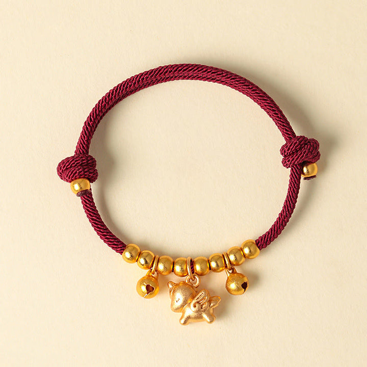 Buddha Stones Year Of The Horse Multiple Horse Styles Rope Luck Strength Adjustable Bracelet - Gold Winged Horse Red Rope - image 11