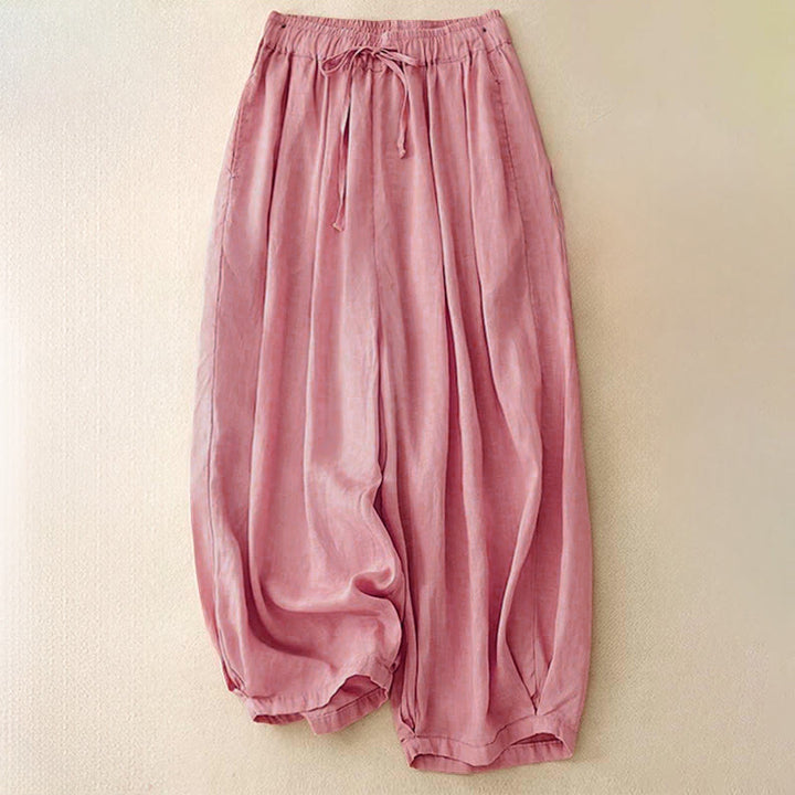 Buddha Stones Summer Elastic Waist Women's Capri Cropped Harem Pants With Pockets - Pink - US8-10，UK/AU12-14，EU40-42 (2XL) - image 18