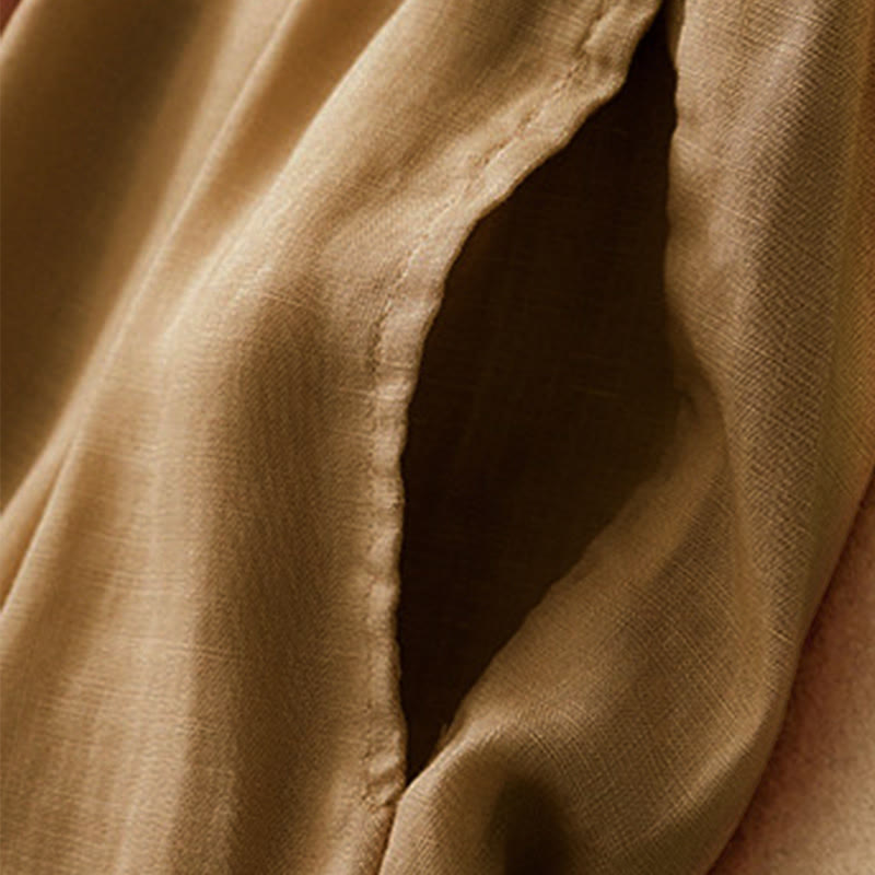 Buddha Stones Summer Elastic Waist Cotton Women's Capri Cropped Harem Pants With Pockets - image 26