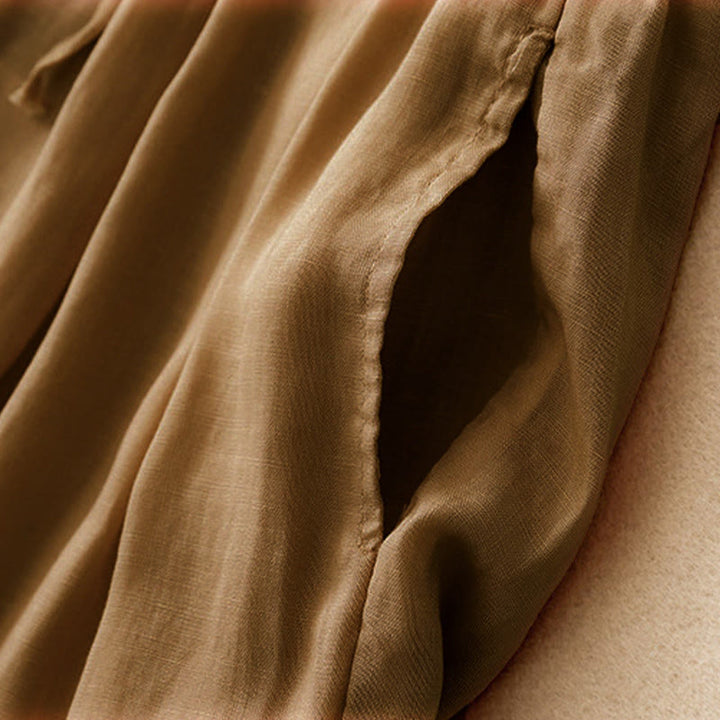 Buddha Stones Summer Elastic Waist Cotton Women's Capri Cropped Harem Pants With Pockets - image 25