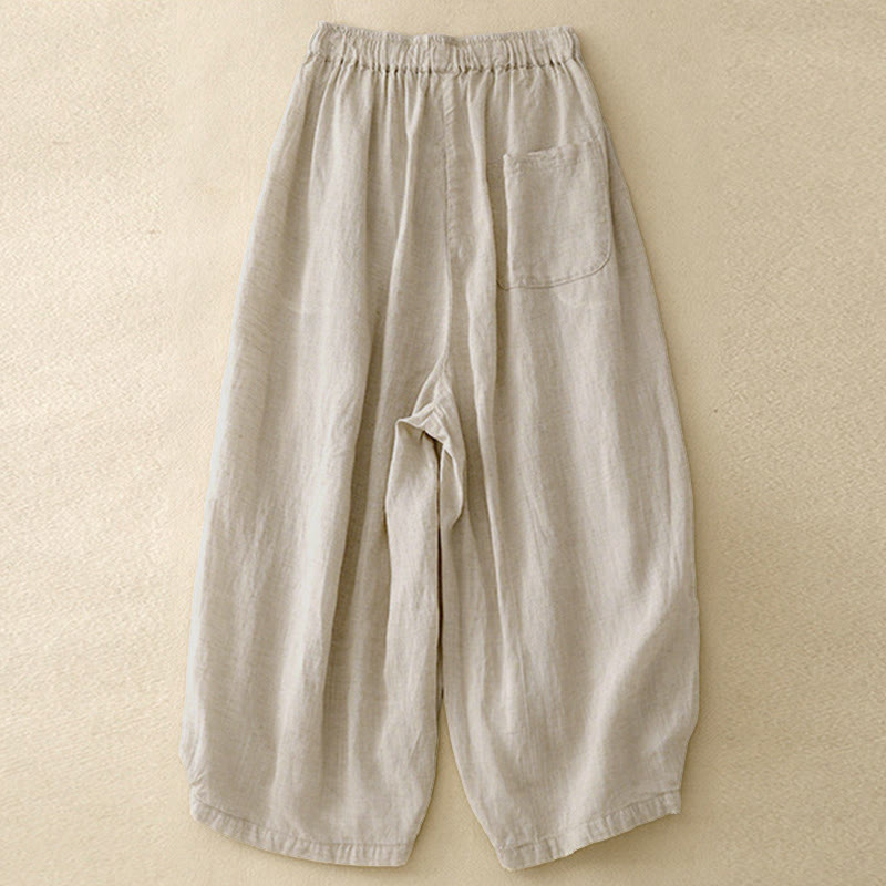 Buddha Stones Summer Elastic Waist Women's Capri Cropped Harem Pants With Pockets - image 1
