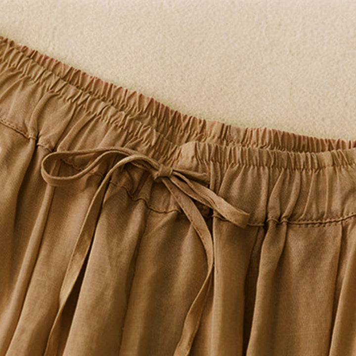 Buddha Stones Summer Elastic Waist Cotton Women's Capri Cropped Harem Pants With Pockets - image 23