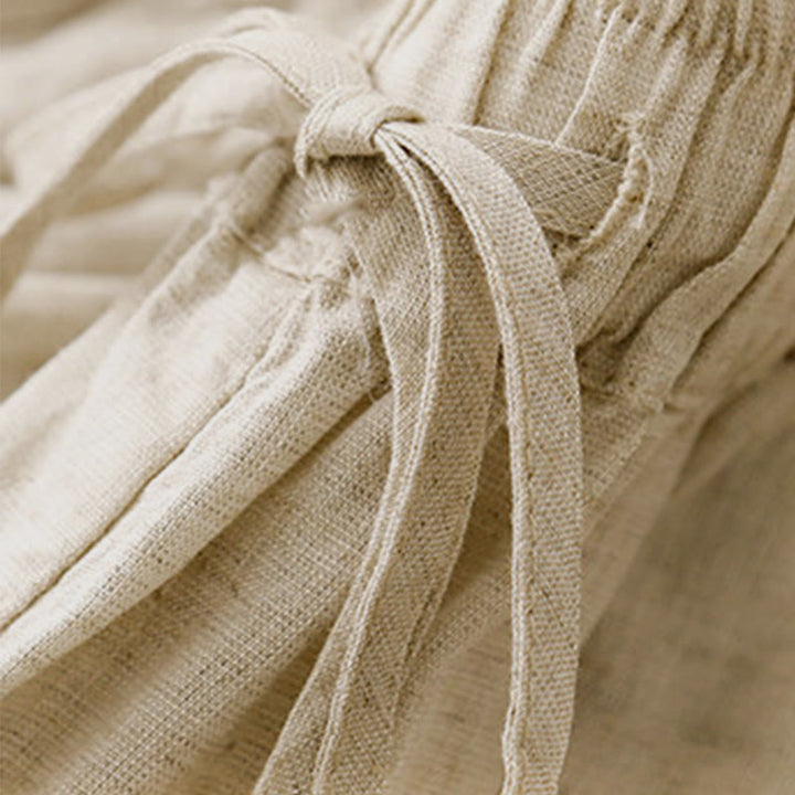 Buddha Stones Summer Elastic Waist Cotton Women's Capri Cropped Harem Pants With Pockets - image 2