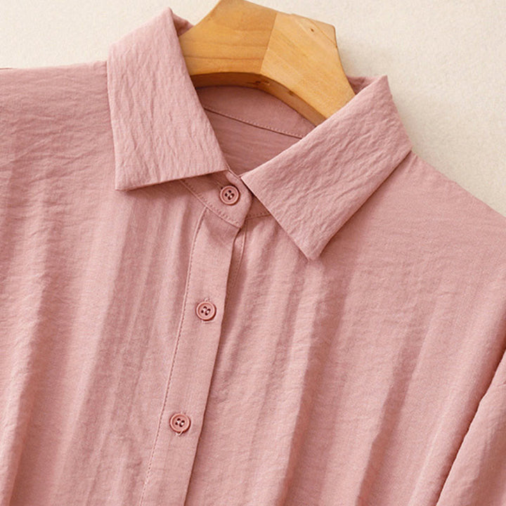Buddha Stones Spring Fall Stand Collar Plain Long Sleeve Women's Cotton Polyester Shirt  - image 19