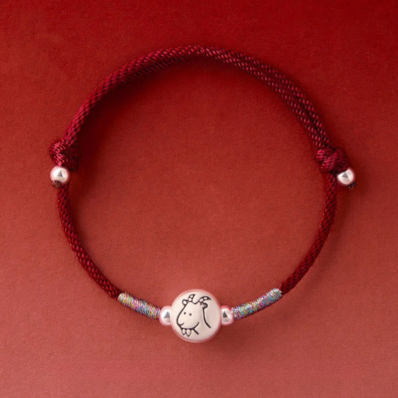 Buddha Stones Year of the Horse 999 Sterling Silver Red String Luck Bracelet - Goat DarkRed String(Wrist Circumference: 14-18 cm) - image 28