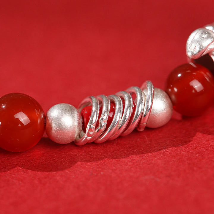 Buddha Stones Year Of The Horse Red Agate 999 Sterling Silver Cinnabar Calm Bracelet - image 9