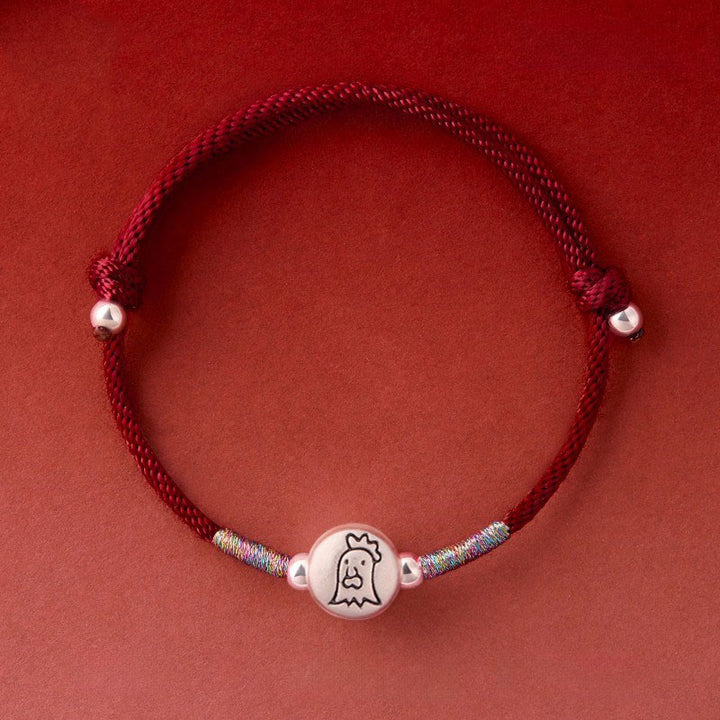 Buddha Stones Year of the Horse 999 Sterling Silver Red String Luck Bracelet - Rooster DarkRed String(Wrist Circumference: 14-18 cm) - image 32