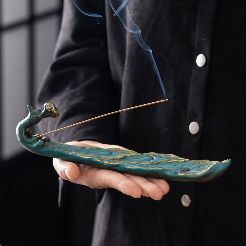 Buddha Stones Peacock Shape Fortune Home Decoration Incense Burner - image 5