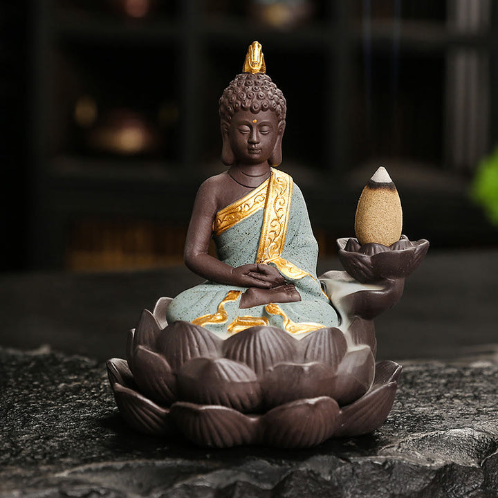 Buddha Stones Buddha Serenity Home Decoration Incense Burner - Green Buddha Meditation(9.1*7.8*10.7 cm) - image 21