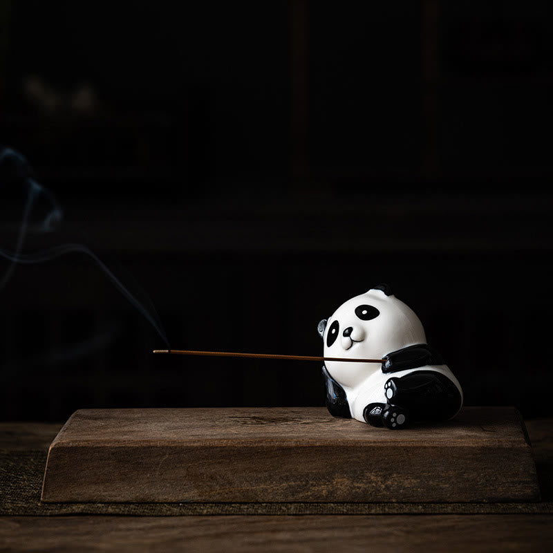 Buddha Stones Panda Shape Home Decoration Incense Burner - Panda Open Eyes(8.5*6*7 cm) - image 0
