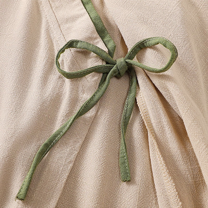 Buddha Stones Retro Lace-up Frog-Button Design Women's Three Quarter Sleeve Cotton Linen Shirt - image 8