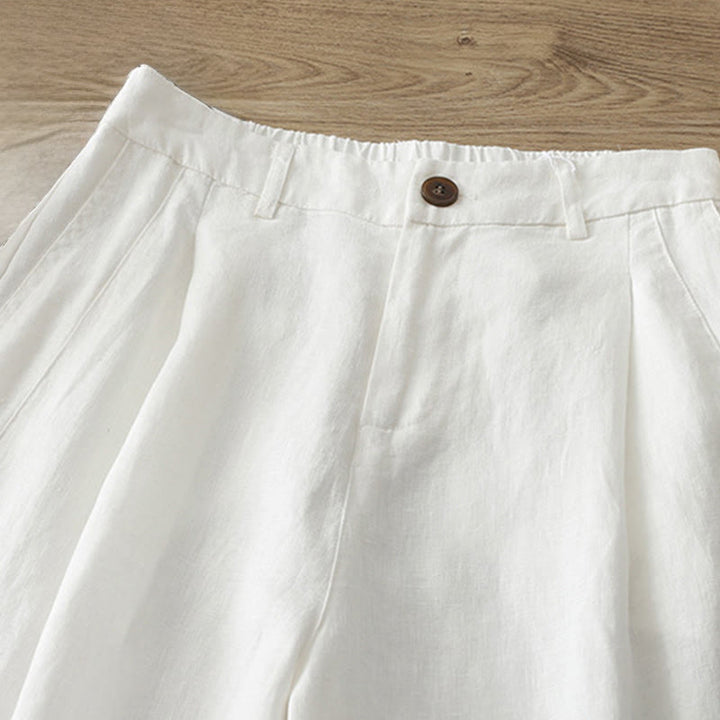 Buddha Stones Women's Fall Commute Solid Color Zipper Design Cotton Wide Leg Pants With Pockets - image 8