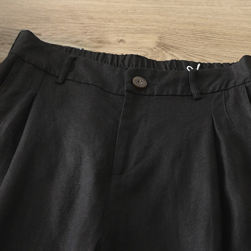 Buddha Stones Women's Fall Commute Solid Color Zipper Design Cotton Wide Leg Pants With Pockets - image 18