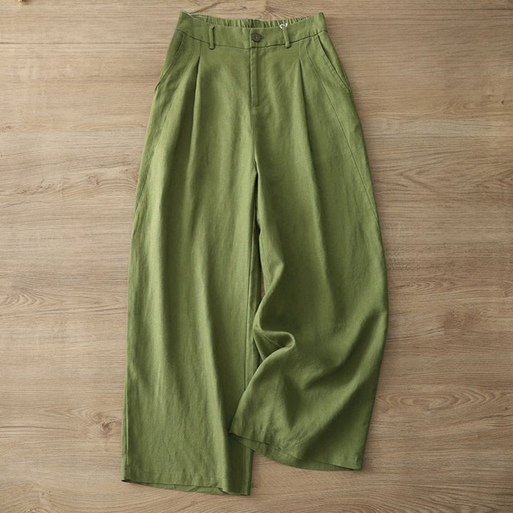 Buddha Stones Women's Fall Commute Solid Color Zipper Design Cotton Wide Leg Pants With Pockets - image 22