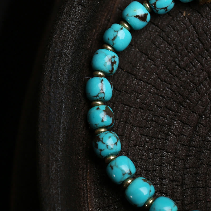 Buddha Stones Thangka Gau Amulet Box Turquoise Fu Character Protection Bracelet - image 3