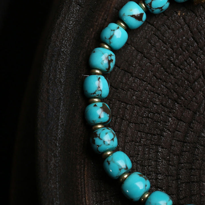 Buddha Stones Thangka Gau Amulet Box Turquoise Fu Character Protection Bracelet - image 3
