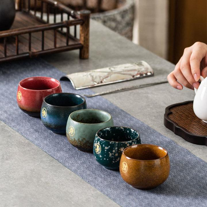 Buddha Stones Hand Painted Fu Character Ceramic Teacup Kung Fu Tea Cup With Gift Box - image 10