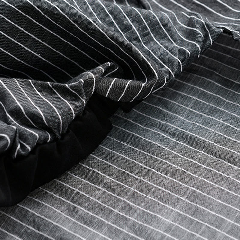 Buddha Stones Fall 2 In 1 Stripes Stand Collar Long Sleeve Men's Cotton Shirt - image 12