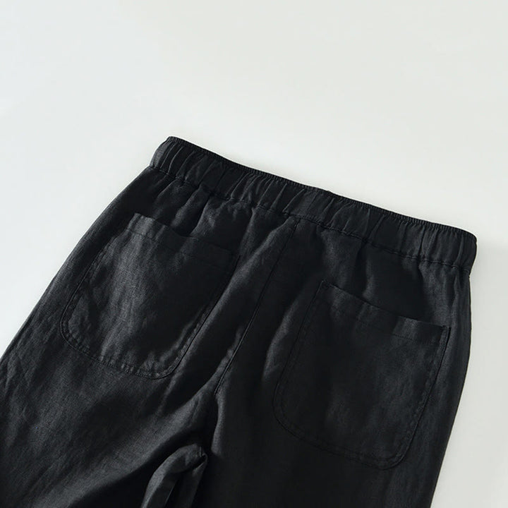 Buddha Stones Fall Solid Drawstring Elastic Waist Men's Linen Ankle-Length Pants With Pockets - image 7