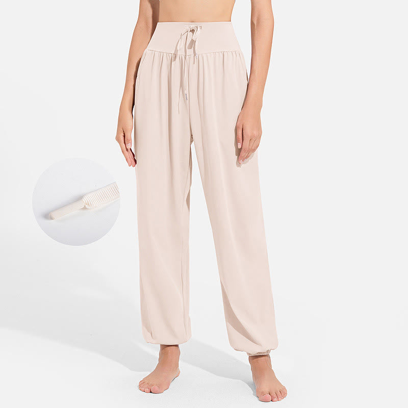 Buddha Stones Plain Drawstring Elastic Waist Design Women's Harem Pants Sports Yoga Sweatpants With Pockets - Cornsilk - US8-10，UK/AU12-14，EU40-42 (2XL) - image 8