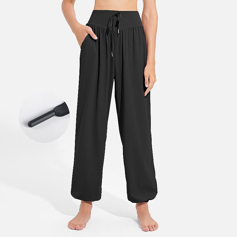 Buddha Stones Plain Drawstring Elastic Waist Design Women's Harem Pants Sports Yoga Sweatpants With Pockets - Black - US8-10，UK/AU12-14，EU40-42 (2XL) - image 4
