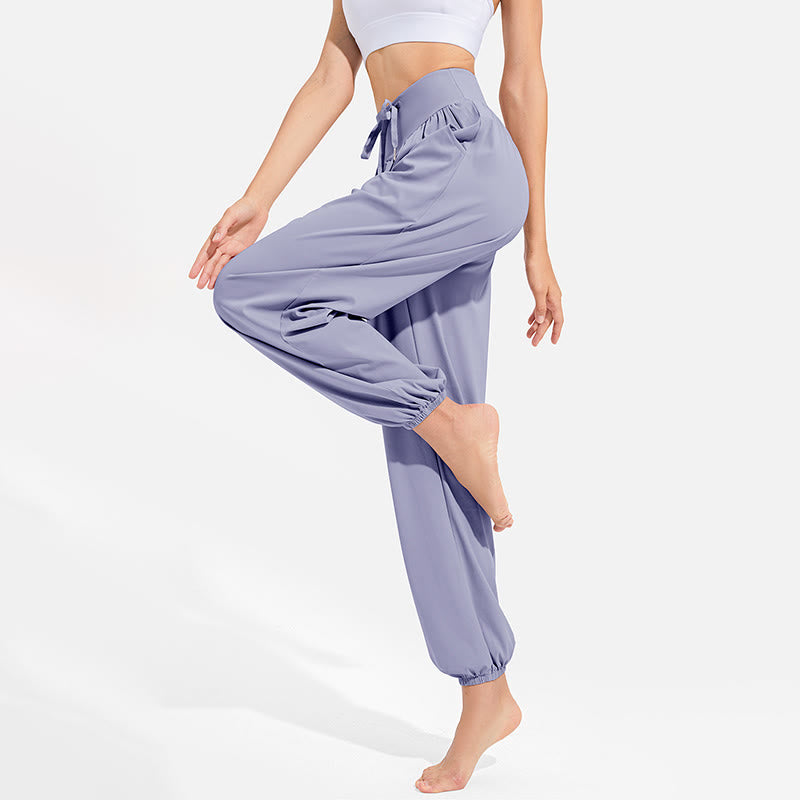 Buddha Stones Plain Drawstring Elastic Waist Design Women's Harem Pants Sports Yoga Sweatpants With Pockets - image 2