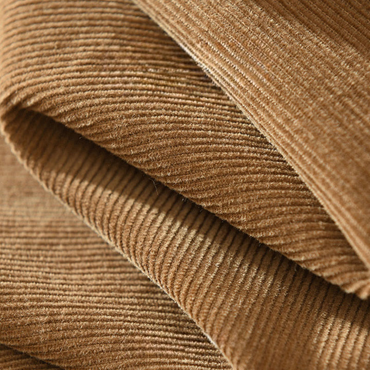 Buddha Stones Fall Decorative Pocket Buttons Down Stand Collar Long Sleeve Men's Cotton Corduroy Shirt - image 7