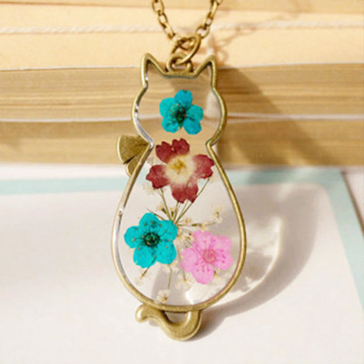 Buddha Stones Handcrafted Resin Dripping Cute Cat Copper Luck Healing Necklace Pendant - image 1