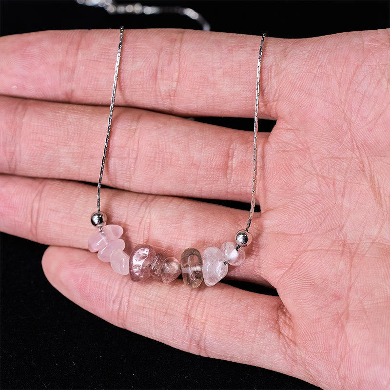 Buddha Stones Black Obsidian Smoky Quartz Garnet Aquamarine Strawberry Quartz Pink Crystal Strength Necklace Pendant - image 24