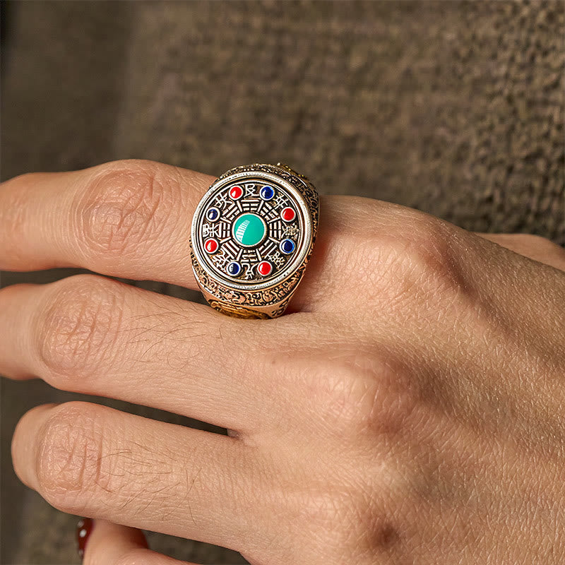 Buddha Stones Copper Bagua Copper Coins Wealth Rotatable Adjustable Ring - image 4