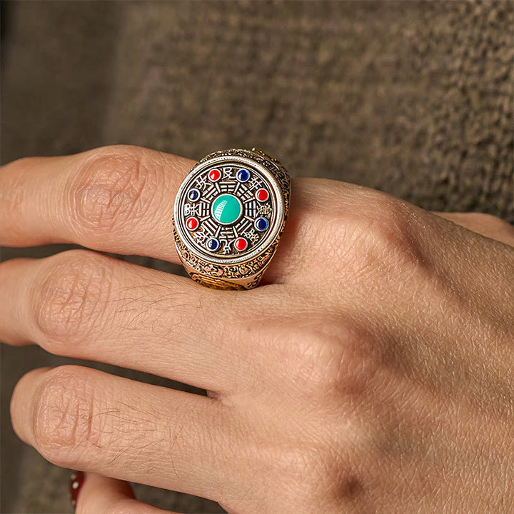 Buddha Stones Copper Bagua Copper Coins Wealth Rotatable Adjustable Ring - image 4