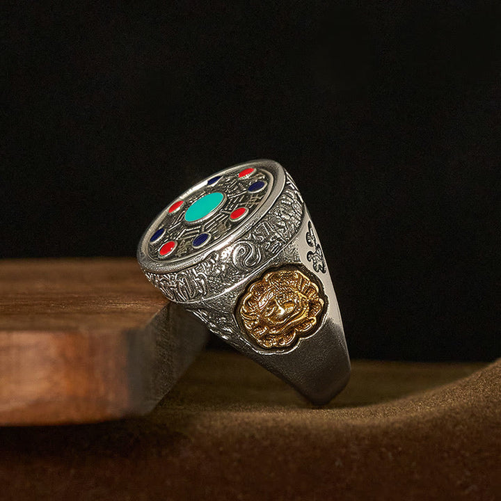 Buddha Stones Copper Bagua Copper Coins Wealth Rotatable Adjustable Ring - image 3