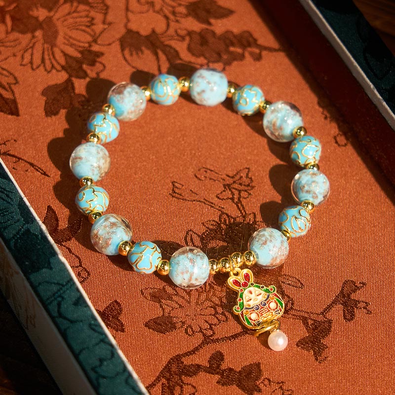 Buddha Stones Rabbit Liuli Glass Luck Bracelet - image 3