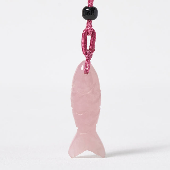 Buddha Stones Carving Koi Fish Pink Crystal Indian Agate Amethyst Warmth Prosperity Necklace Pendant - image 2