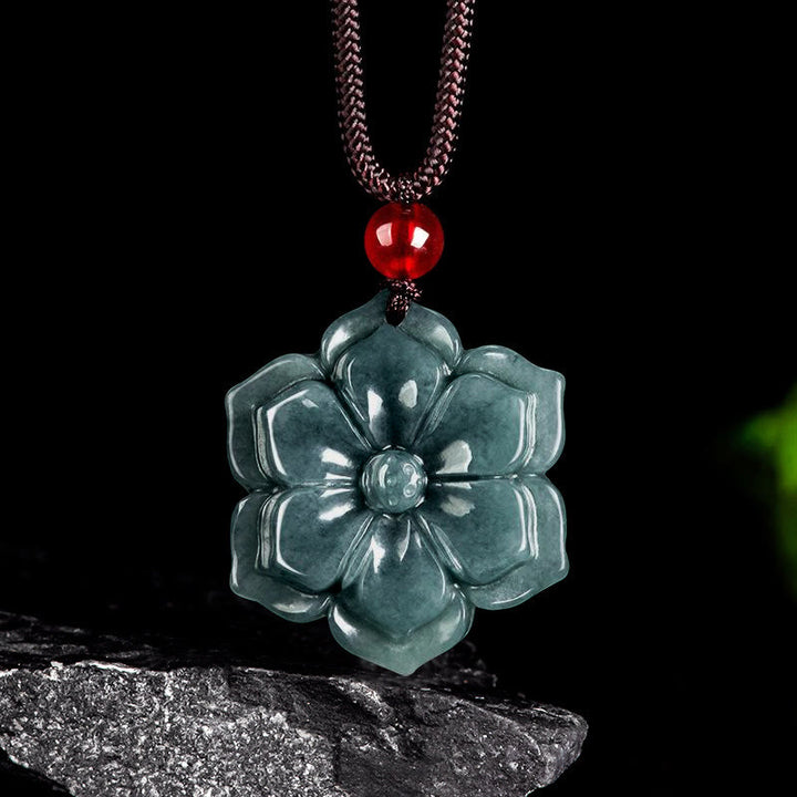 Buddha Stones Peach Blossom Jade Prosperity Necklace Pendants - Jade - image 0