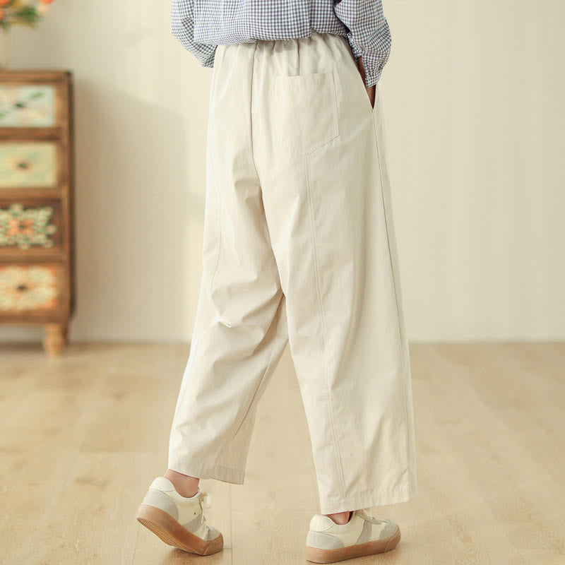 Buddha Stones Simple Lines Design Ankle-Length Cotton Women's Harem Pants With Pockets - image 2