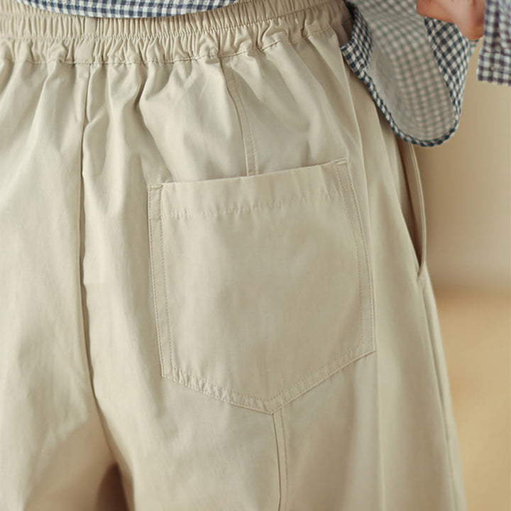 Buddha Stones Simple Lines Design Ankle-Length Cotton Women's Harem Pants With Pockets - image 4