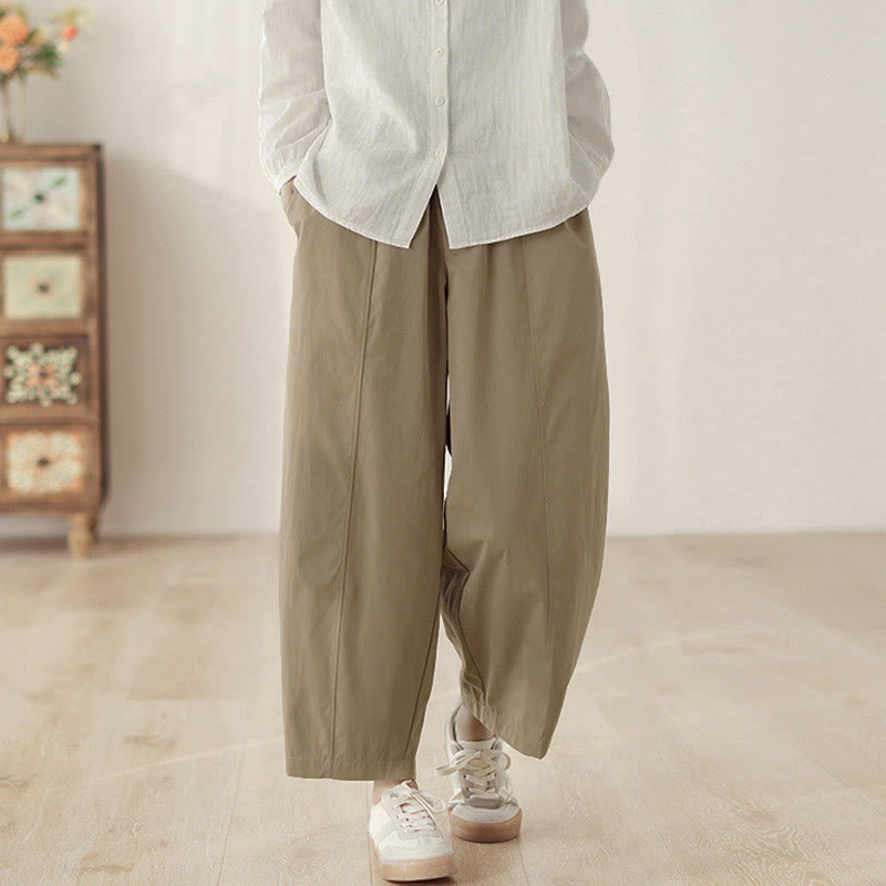 Buddha Stones Simple Lines Design Ankle-Length Women's Harem Pants With Pockets - image 8