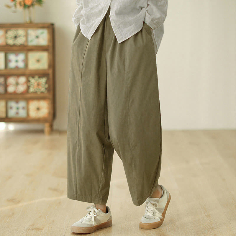 Buddha Stones Simple Lines Design Ankle-Length Women's Harem Pants With Pockets - image 10